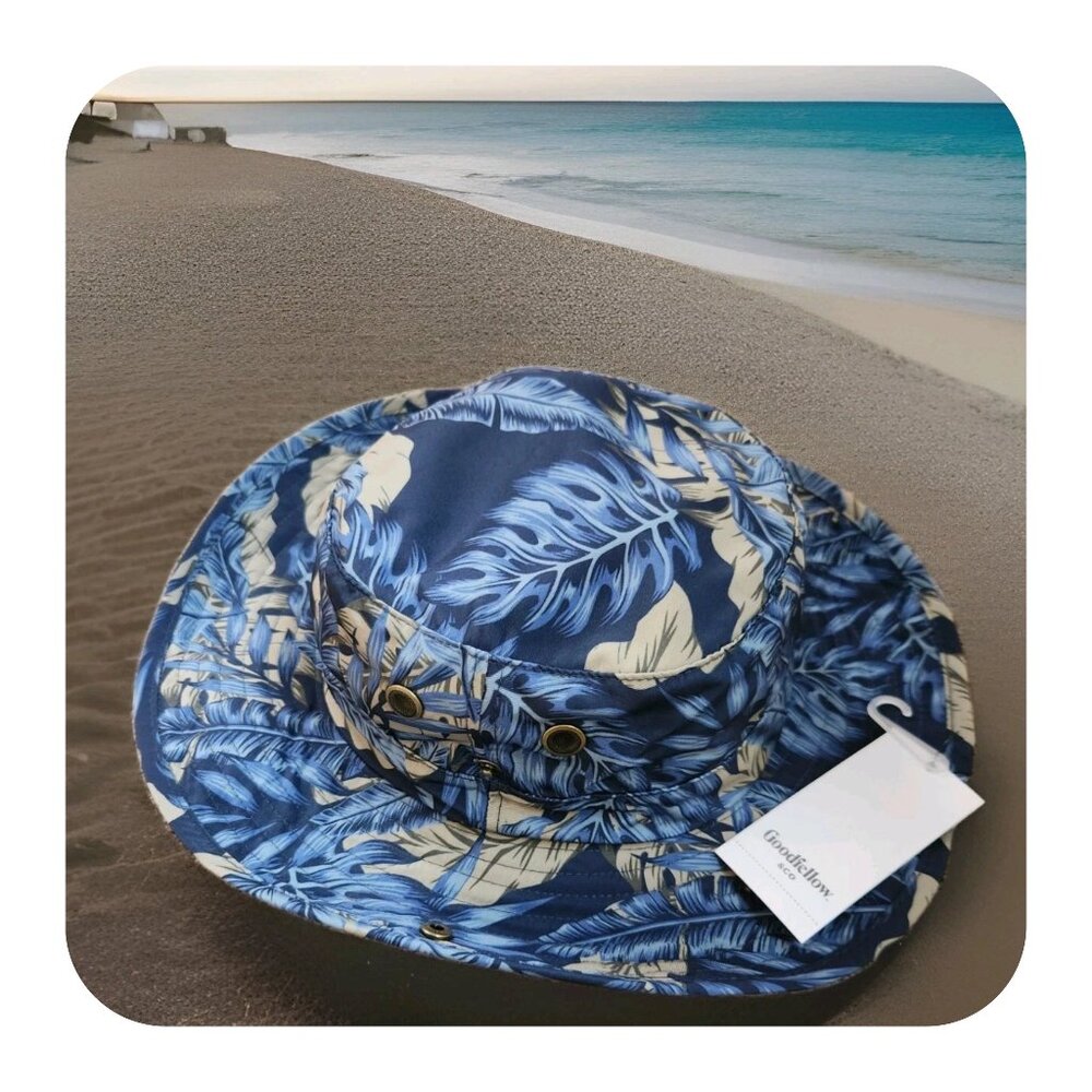 TARGET GOODFELLOW Men's Boonie Bucket Hat With Cord L/XL Tropical Blue Green